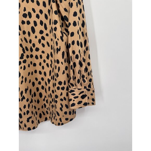 Chicos 3 Cheetah-Print Sandwashed Satin shirt top blouse Size XL - Picture 3 of 8